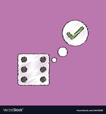 Flat shading style icon dice and check mark vector image