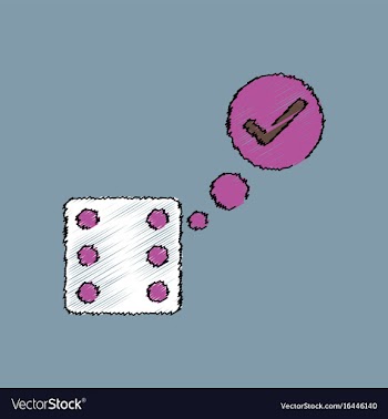 Flat shading style icon dice and check mark vector image