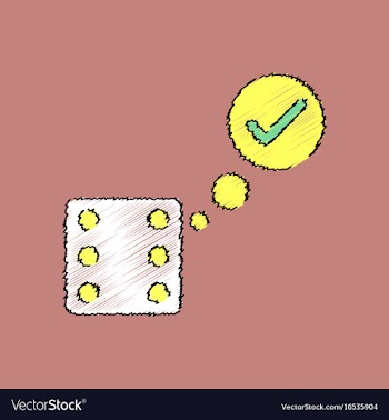 Flat shading style icon dice and check mark vector image