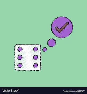 Flat shading style icon dice and check mark vector image