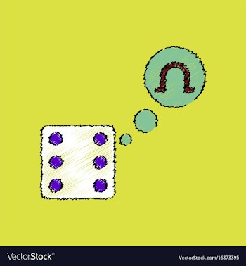Flat shading style icon dice and horseshoe vector image