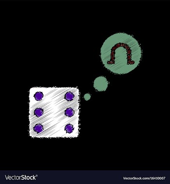 Flat shading style icon dice and horseshoe vector image