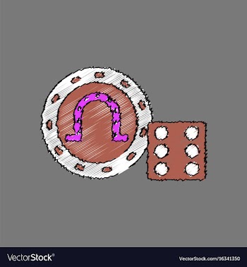 Flat shading style icon dice and lucky chip vector image