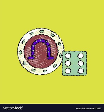 Flat shading style icon dice and lucky chip vector image