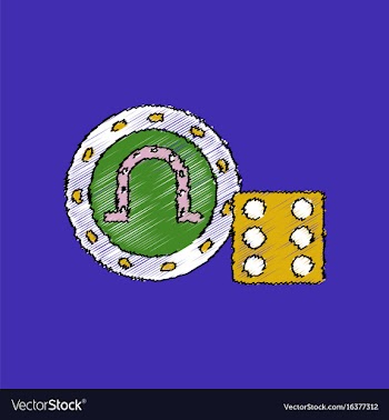 Flat shading style icon dice and lucky chip vector image