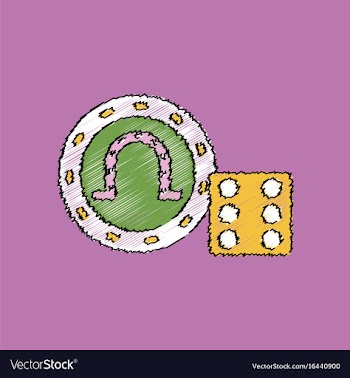 Flat shading style icon dice and lucky chip vector image