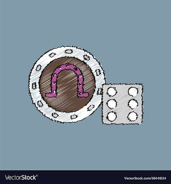 Flat shading style icon dice and lucky chip vector image