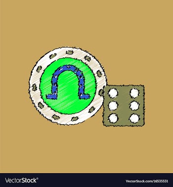 Flat shading style icon dice and lucky chip vector image