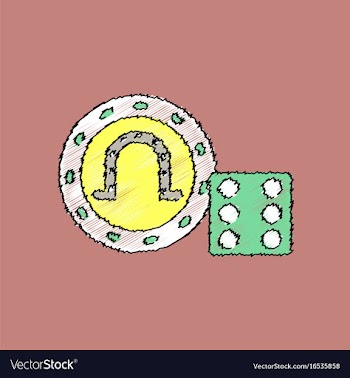 Flat shading style icon dice and lucky chip vector image