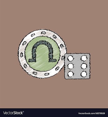 Flat shading style icon dice and lucky chip vector image