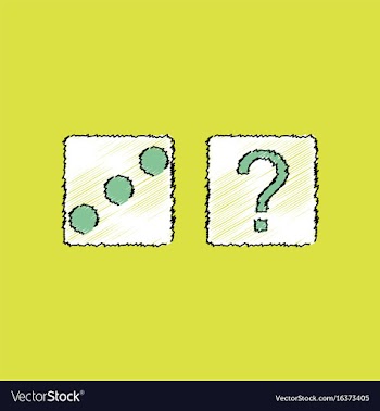 Flat shading style icon dice and question mark vector image