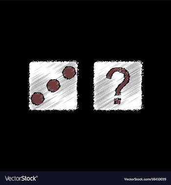 Flat shading style icon dice and question mark vector image