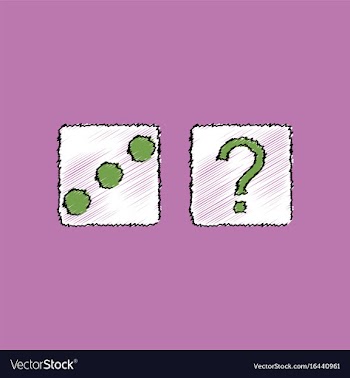 Flat shading style icon dice and question mark vector image