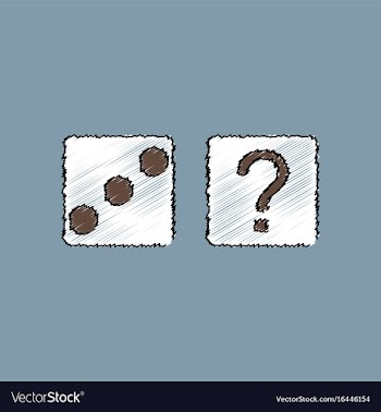 Flat shading style icon dice and question mark vector image