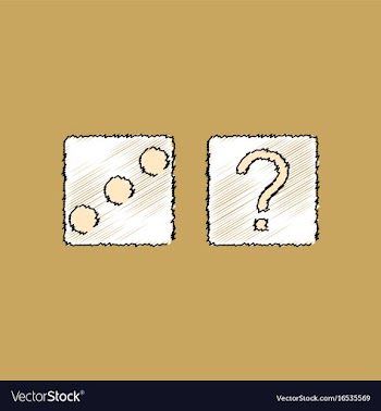 Flat shading style icon dice and question mark vector image