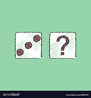 Flat shading style icon dice and question mark vector image