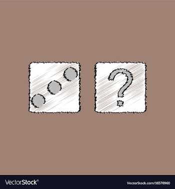 Flat shading style icon dice and question mark vector image