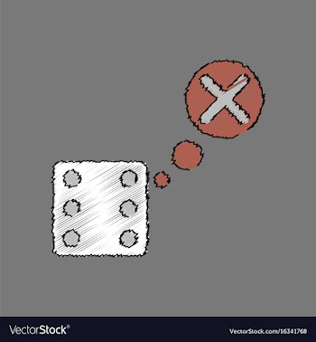 Flat shading style icon dice and x mark vector image