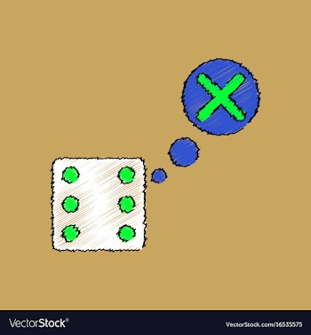 Flat shading style icon dice and x mark vector image