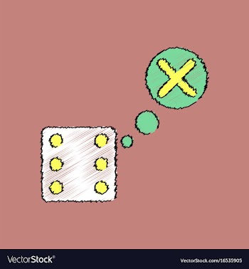 Flat shading style icon dice and x mark vector image