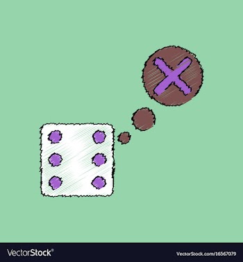Flat shading style icon dice and x mark vector image
