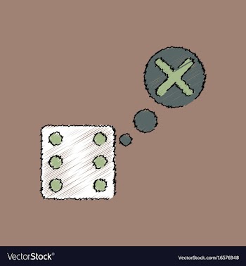 Flat shading style icon dice and x mark vector image