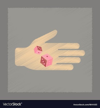 Flat shading style icon dices in hand vector image