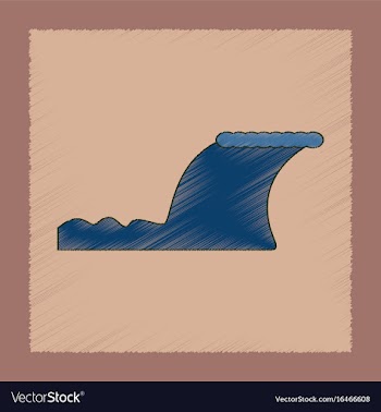 Flat shading style icon disaster tsunami vector image