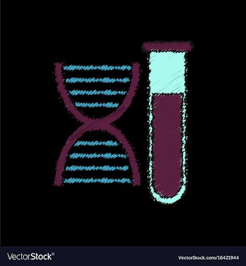 Flat shading style icon dna with test tube vector image