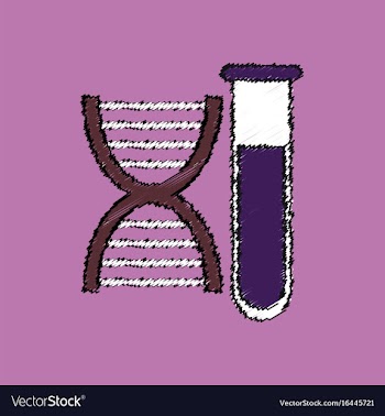Flat shading style icon dna with test tube vector image