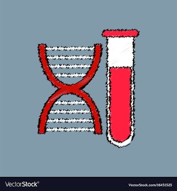 Flat shading style icon dna with test tube vector image