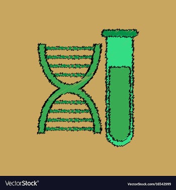 Flat shading style icon dna with test tube vector image