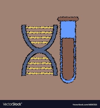 Flat shading style icon dna with test tube vector image