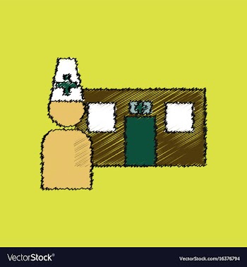 Flat shading style icon doctor and hospital vector image