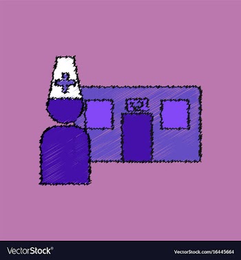 Flat shading style icon doctor and hospital vector image