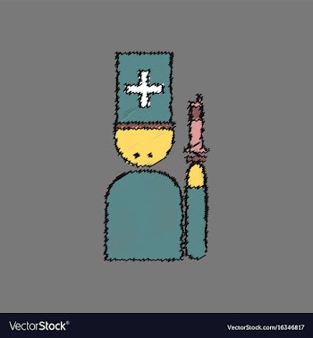 Flat shading style icon doctor with a syringe vector image