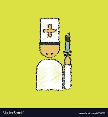 Flat shading style icon doctor with a syringe vector image