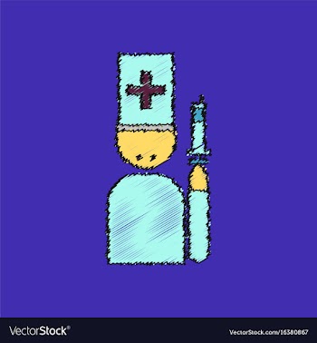 Flat shading style icon doctor with a syringe vector image