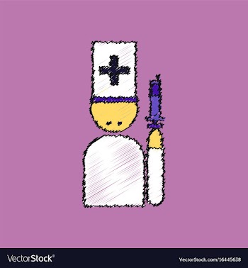 Flat shading style icon doctor with a syringe vector image