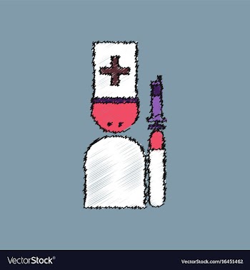Flat shading style icon doctor with a syringe vector image
