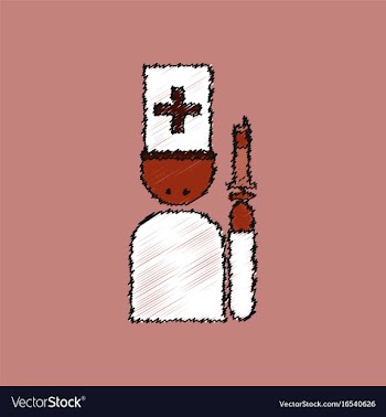 Flat shading style icon doctor with a syringe vector image