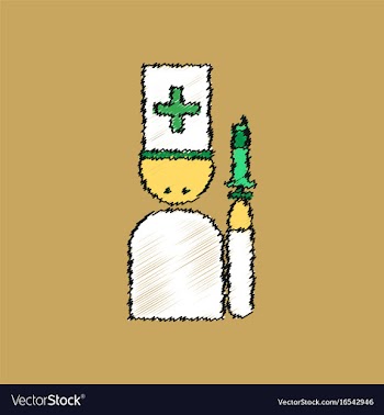 Flat shading style icon doctor with a syringe vector image