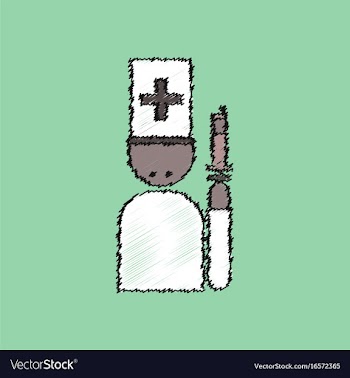 Flat shading style icon doctor with a syringe vector image