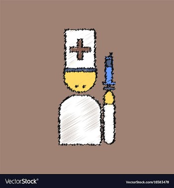 Flat shading style icon doctor with a syringe vector image