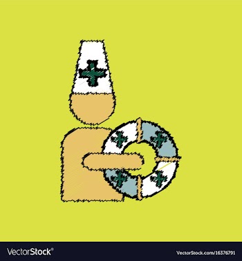 Flat shading style icon doctor with lifebuoy vector image