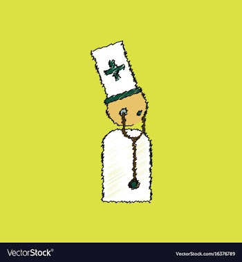 Flat shading style icon doctor with stethoscope vector image