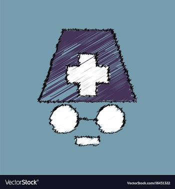 Flat shading style icon doctors face silhouette vector image