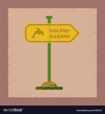 Flat shading style icon dolphinarium sign vector image