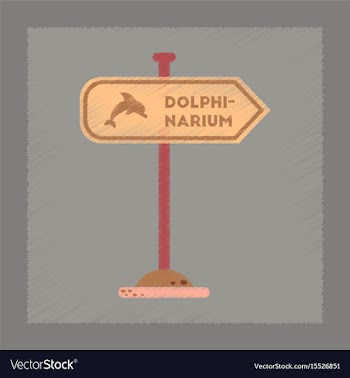Flat shading style icon dolphinarium sign vector image