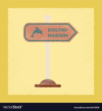 Flat shading style icon dolphinarium sign vector image